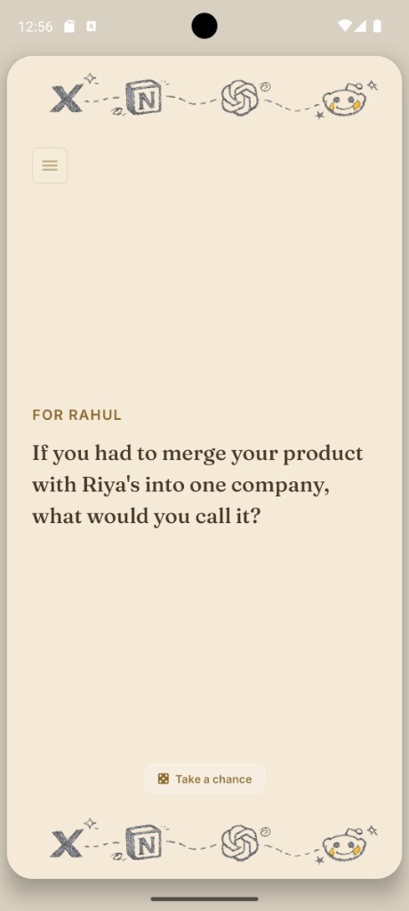 Builder Edition question card in the Mahaul app